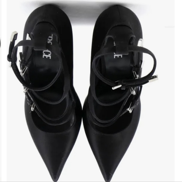 Versace Tempest Pointed Platform Pumps size EU 40 NEW Satin Black - Picture 4 of 7